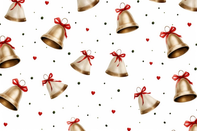 Photo christmas bell pattern for digital paper white background