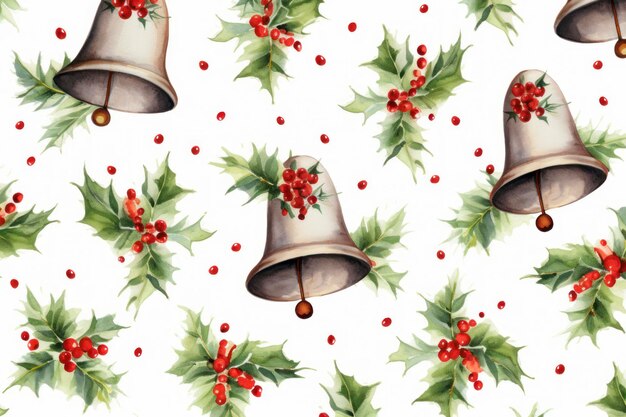 Christmas bell pattern for digital paper white background