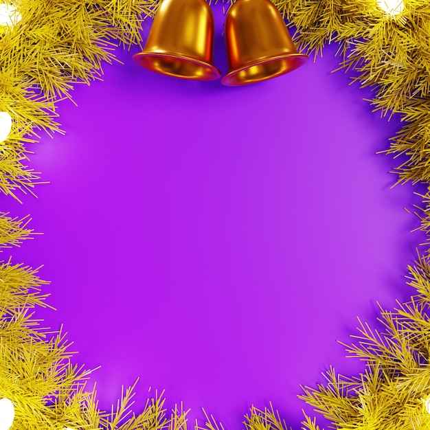 花輪サークルフレームとクリスマスの鐘クリスマスフレーム