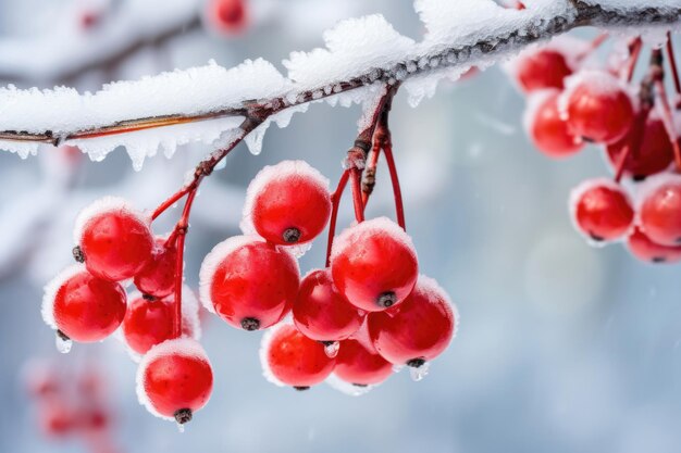 Christmas berries against a frosty background