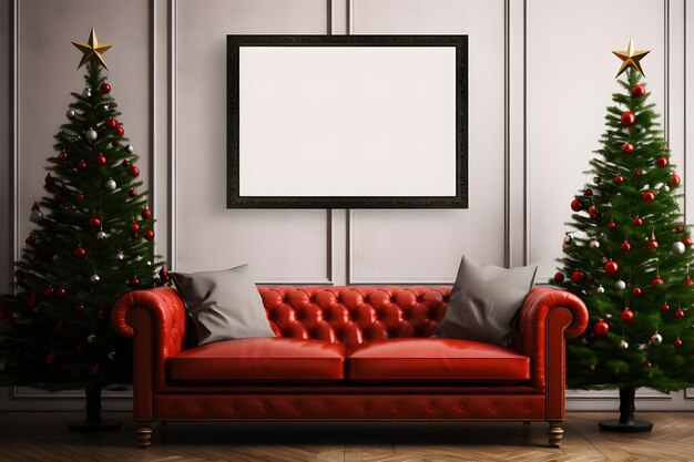 Christmas Blank frame Christmas Wall Artwork Wood Frame Mockup AI Generated