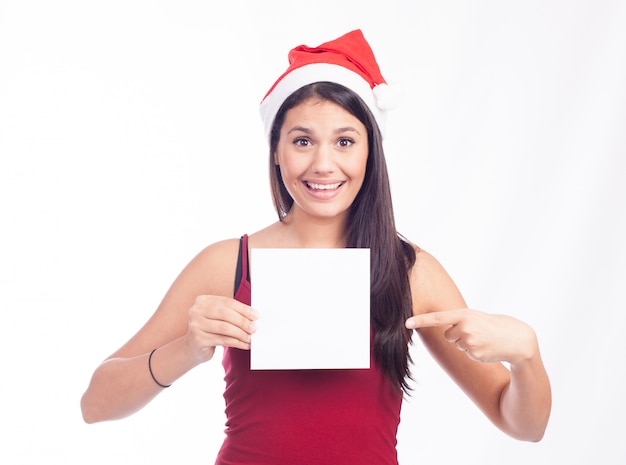 Christmas blank sign woman