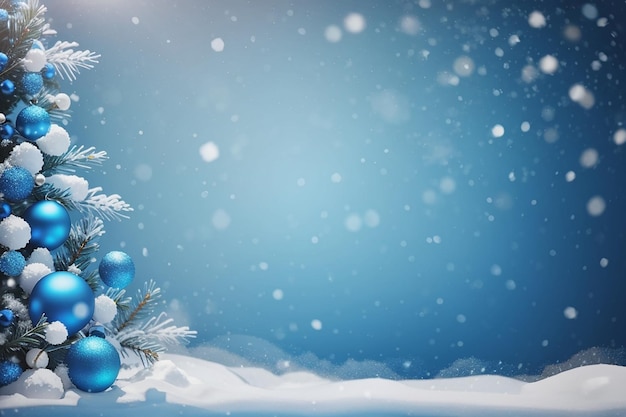 Christmas blue background with snow