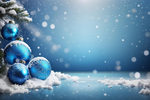 Christmas blue background with snow