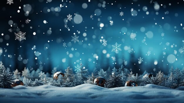 Christmas blue background with snowflakes