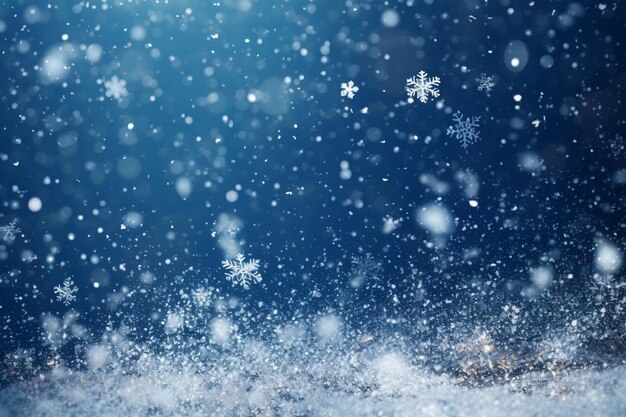 Christmas blue background with white snow flakes