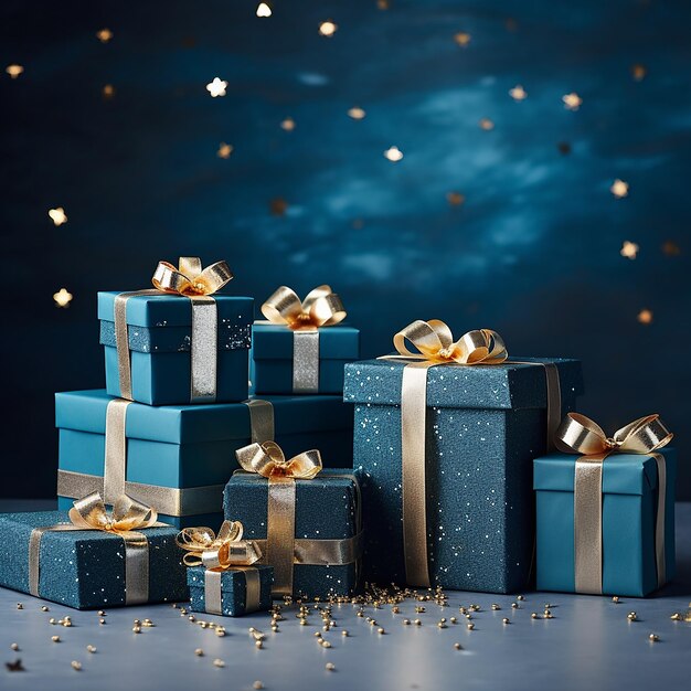 Christmas blue gift box