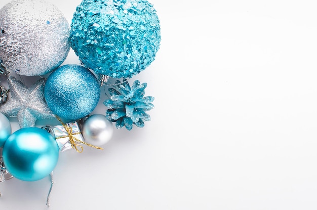 Christmas blue and silver balls gifts