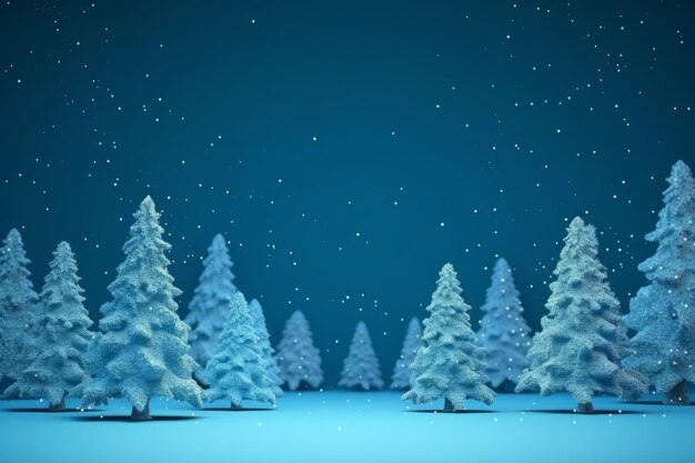 Christmas blue trees snowflakes Generate Ai