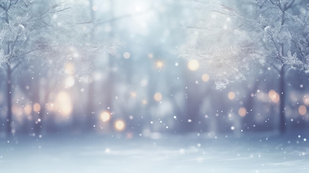 Christmas blurred forest background Natural Winter Christmas wallpaper Winter with blur landscape