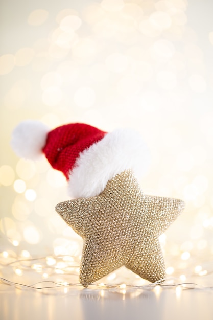 Christmas bokeh background with decorative star