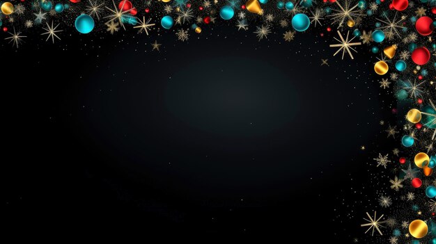 Christmas border frame card template with dark background concept