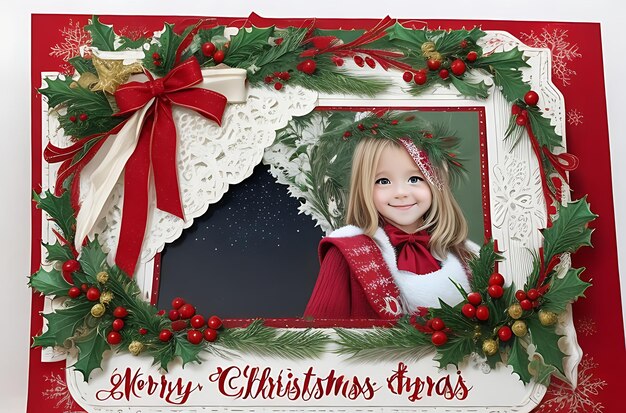 Photo christmas border on a wooden background