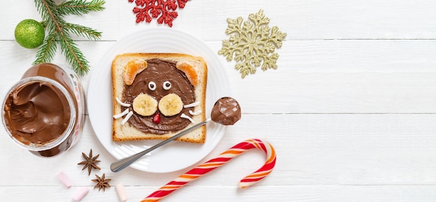 Christmas breakfast for child with nutella