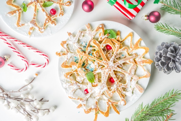 クリスマスの朝食のパンケーキセット