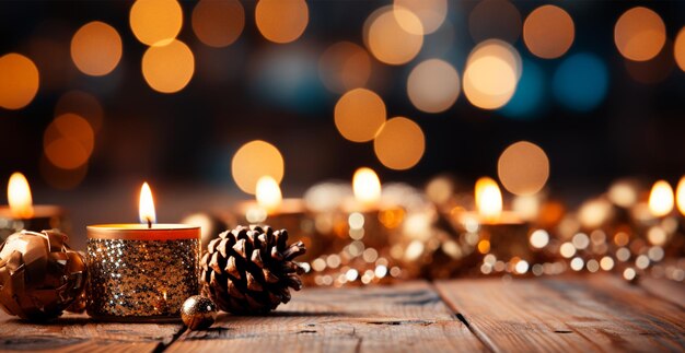 Christmas burning candle blurred bokeh background new year ai generated image