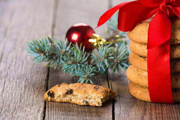 Christmas butter cookies with raisins