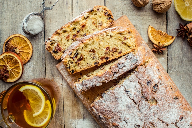 Christmas cake. Selective focus. Food and drink.