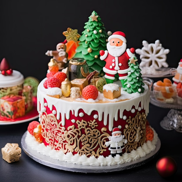 Christmas cake on a white background