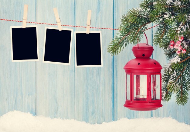 Christmas Candle Lantern And Photo Frames