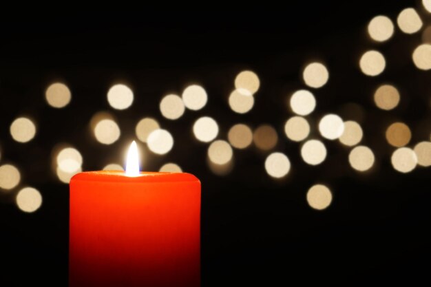Christmas candle with bokeh