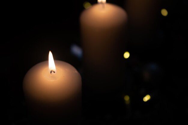 크리스마스 양초 Advent White candesl and lights
