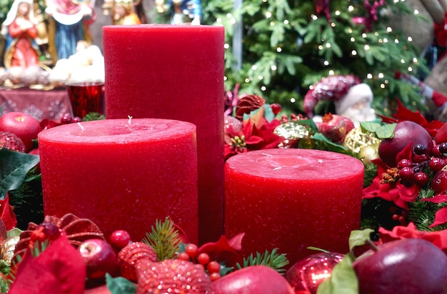 Christmas candles and festive tinsel