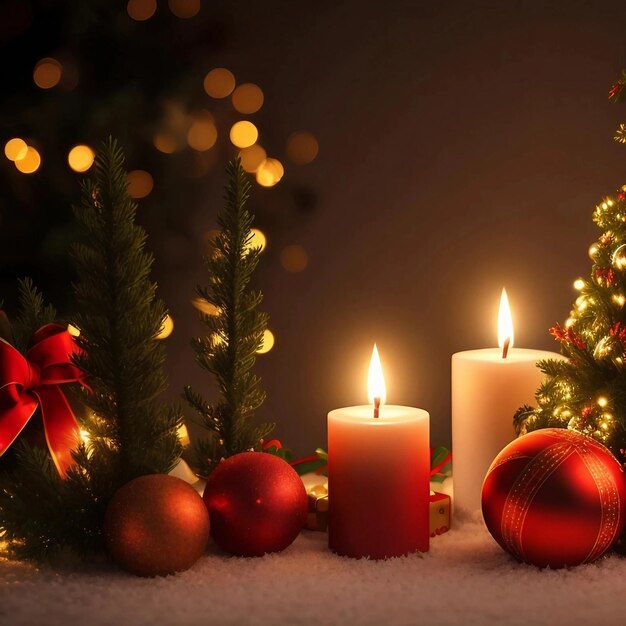 Christmas candles for tree decorations lights cute christmas bokeh backgroundGenerative AI