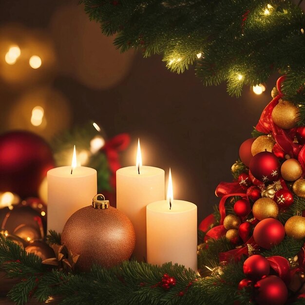 Christmas candles for tree decorations lights cute christmas bokeh backgroundGenerative AI