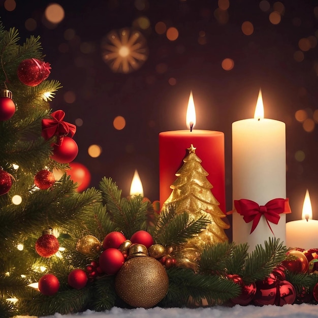 Christmas candles for tree decorations lights cute christmas bokeh backgroundGenerative AI