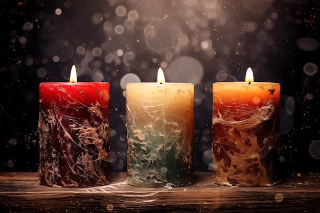 Christmas Candles watercolor winter background