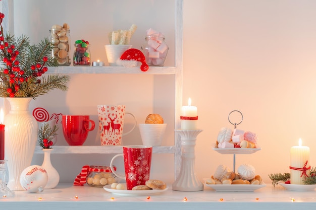 Christmas candy bar in red and white colors