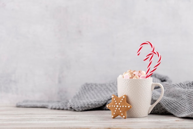 Christmas candy cane cozy background.