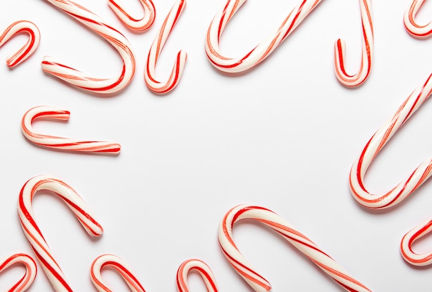 Christmas candy cane frame background