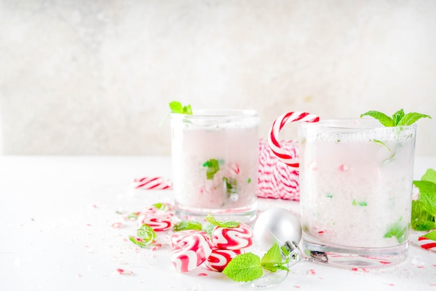 Christmas candy cane mojito cocktail