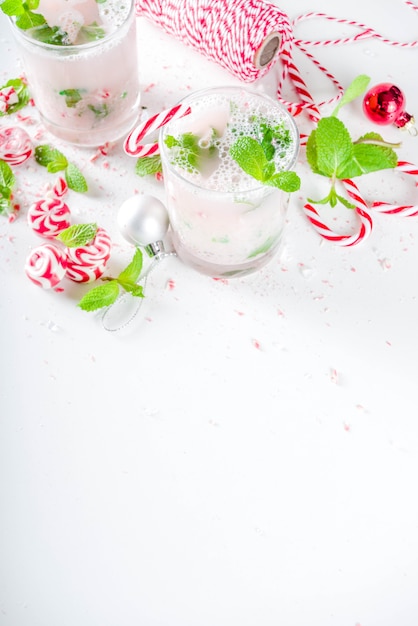 Christmas candy cane mojito cocktail