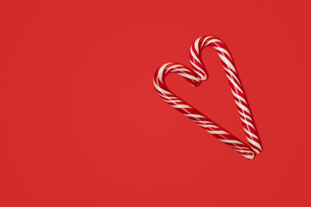 Christmas candy cane in the shape of a heart