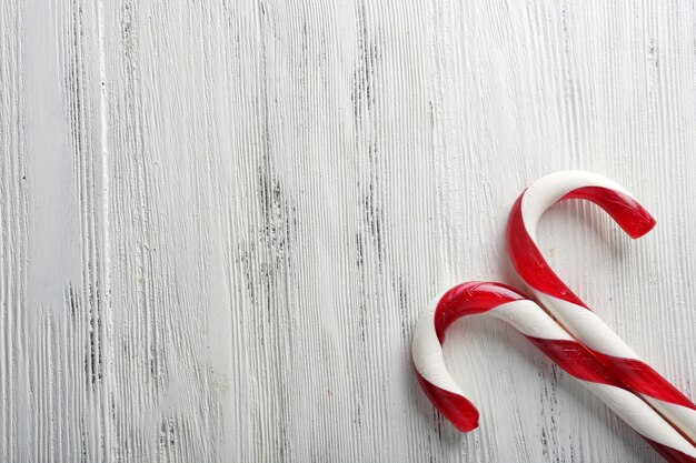 Christmas Candy Canes on table close-up