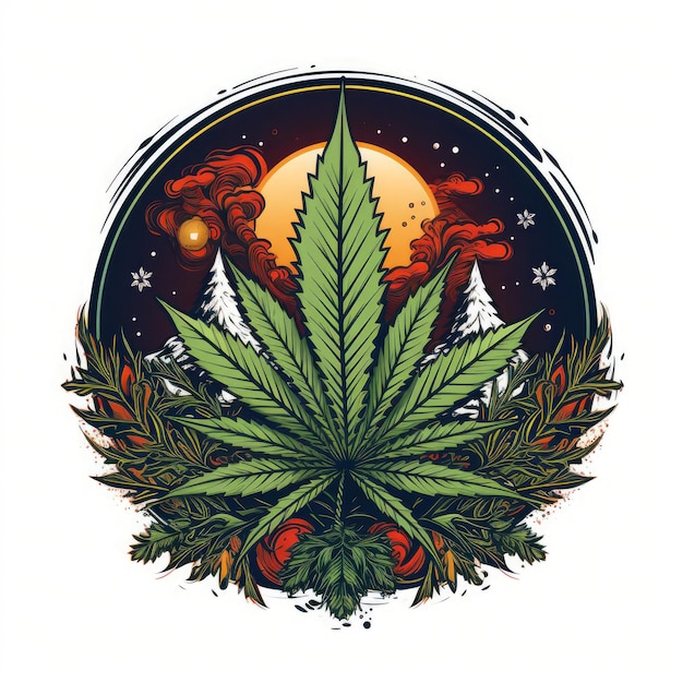 Photo christmas cannabis sticker clipart generated by ai