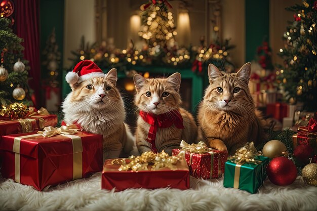 クリスマス カッパー 動物 たち は 祝日 の 喜び に 飾ら れ て い ます