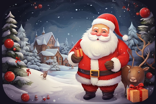 Christmas card design template with santa claus