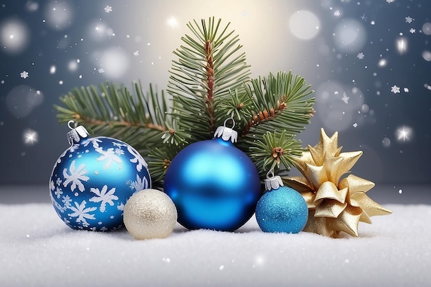 Christmas card with a balls and Christmas tree