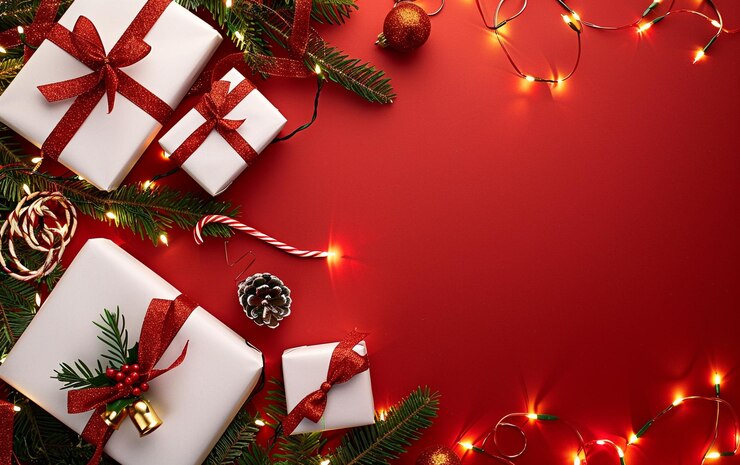 Photo a christmas card with a bunch of presents under it with the words quot merry christmas quot on the b