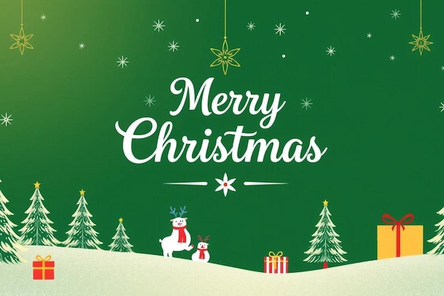 a christmas card with green background
