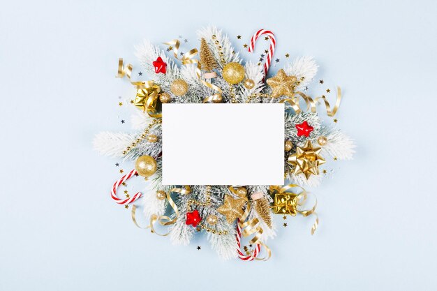 Christmas card with holiday decorations