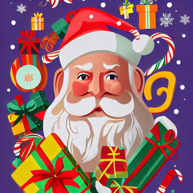 산타클로스가 새겨진 크리스마스 카드