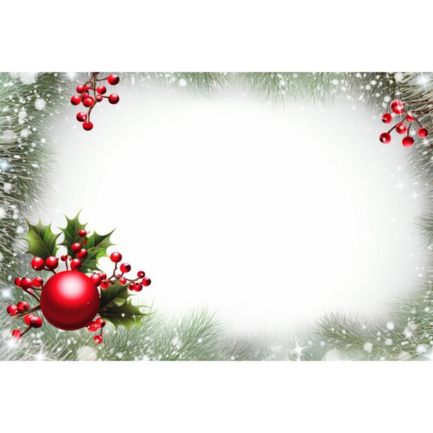 a christmas card with a wreath and a snow background