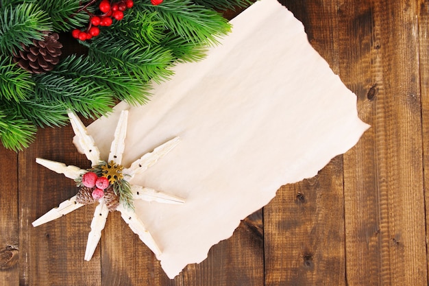 Christmas card on wooden floor