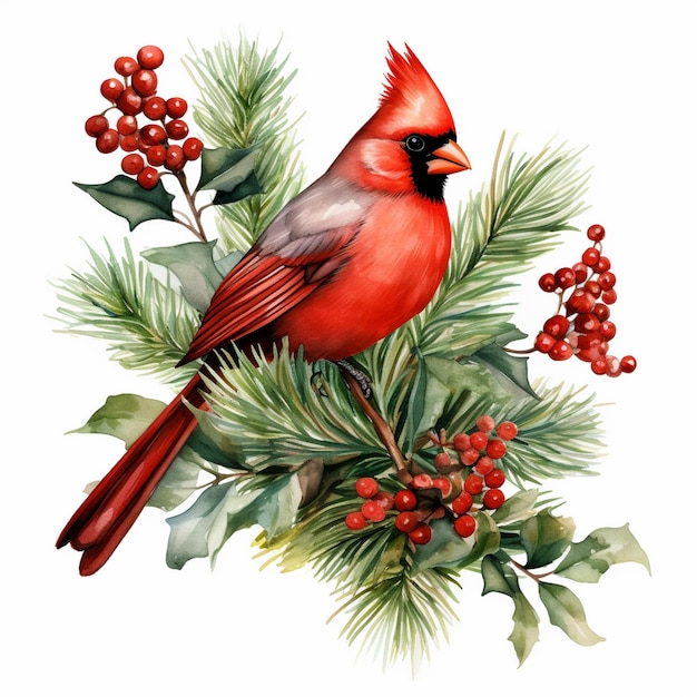 Photo christmas cardinal watercolor clipart