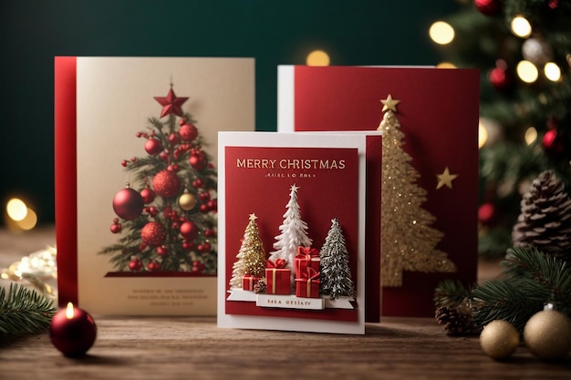 Christmas cards in traditional colors Vector illustration